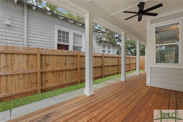 deck featuring ceiling fan