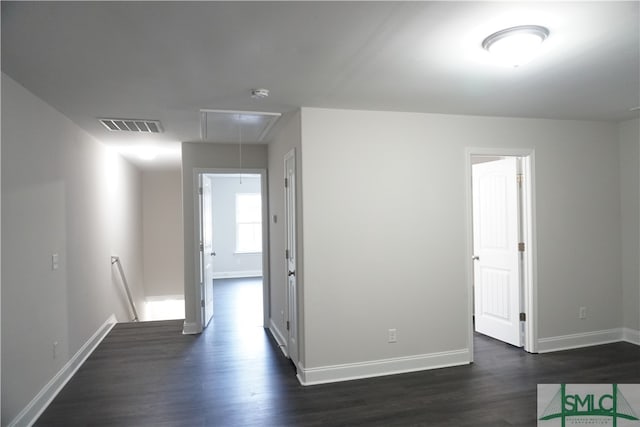 interior space with dark hardwood / wood-style flooring