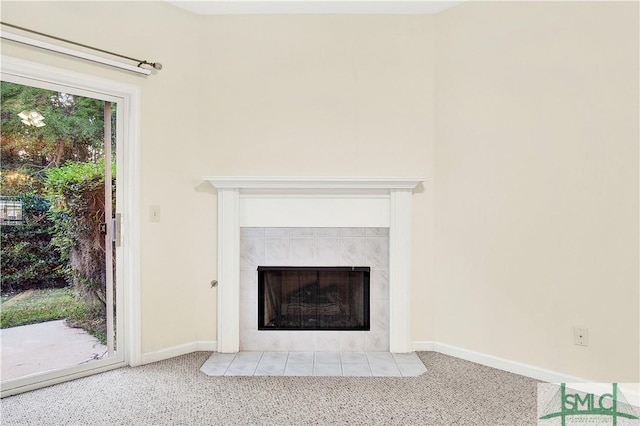 2 Putters Pl, Savannah, GA 31419 - detailed view of carpet, a tile fireplace, and baseboards