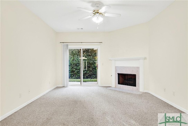2 Putters Pl, Savannah, GA 31419 - unfurnished living room featuring carpet flooring, ceiling fan, and baseboards