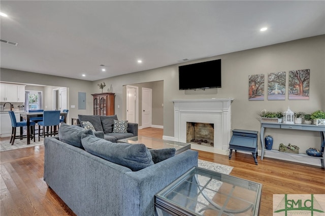 living room featuring light hardwood / wood-style flooring