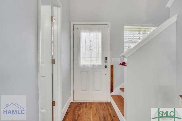 126 Thornbush Ct NE, Ludowici, GA 31316 - doorway to outside featuring hardwood / wood-style floors