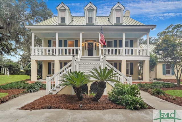 coastal home with a porch