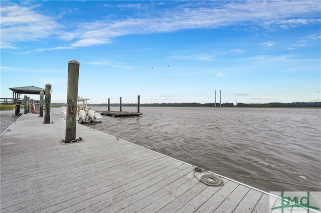 dock area featuring a water view