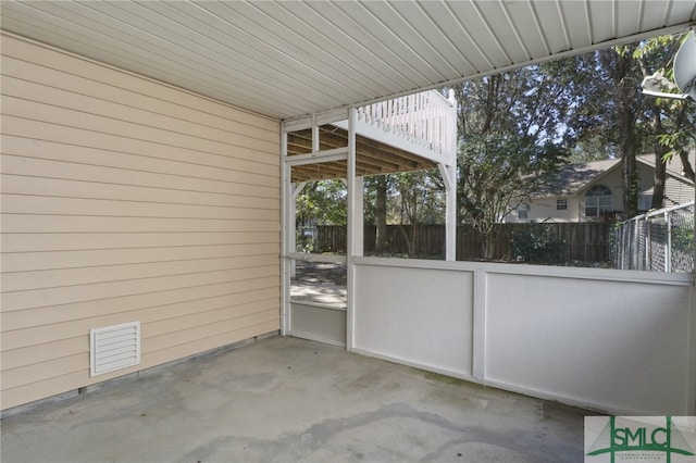 view of unfurnished sunroom