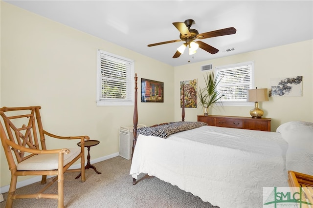 bedroom with carpet and ceiling fan