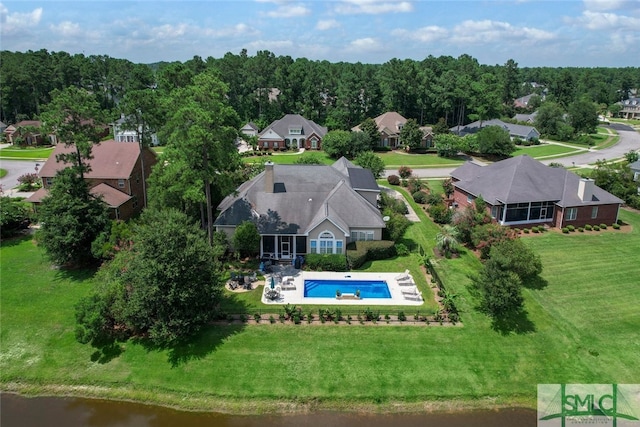 bird's eye view featuring a water view