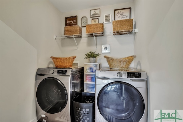 laundry area featuring washing machine and dryer