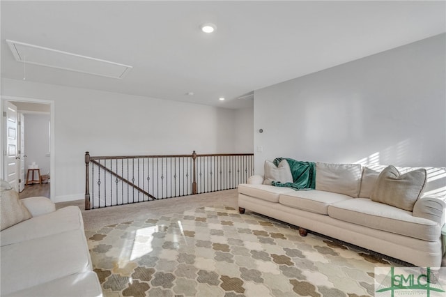 living room with light carpet