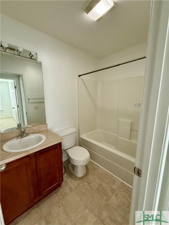 full bathroom with toilet, vanity, and  shower combination