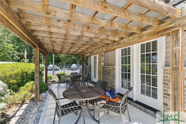 view of patio / terrace featuring a pergola