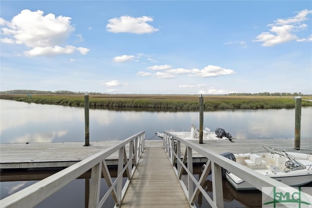 dock area featuring a water view