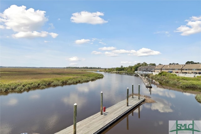 view of dock featuring a water view