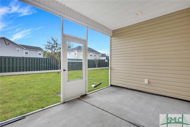 view of unfurnished sunroom