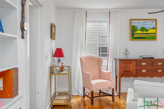 sitting room featuring light hardwood / wood-style flooring and a wealth of natural light