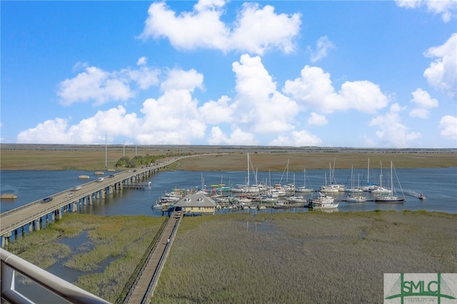 dock area featuring a water view