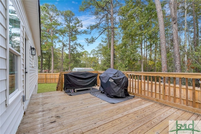 deck with area for grilling