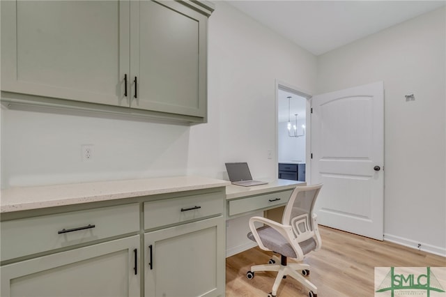 office area featuring light hardwood / wood-style floors