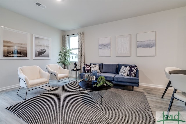 living room featuring light hardwood / wood-style flooring