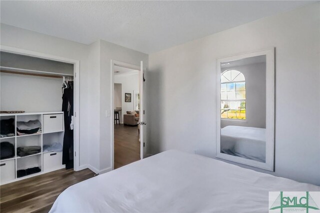 17 S Lake Dr, Savannah, GA 31410 - bedroom with dark wood-style flooring, a closet, and baseboards