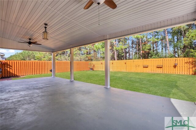 view of patio with ceiling fan