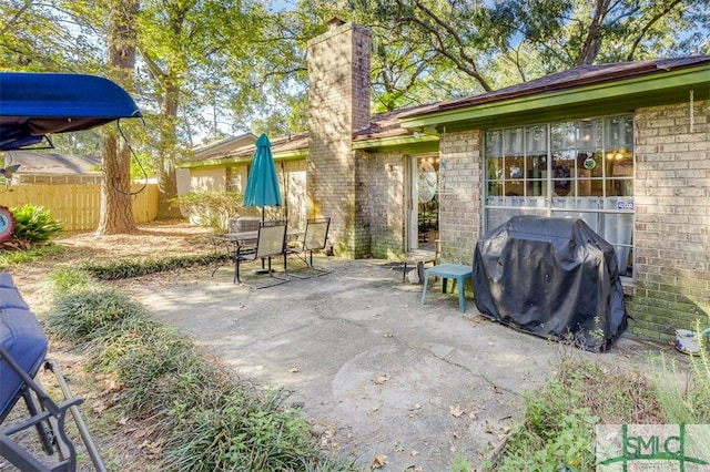 view of patio with area for grilling