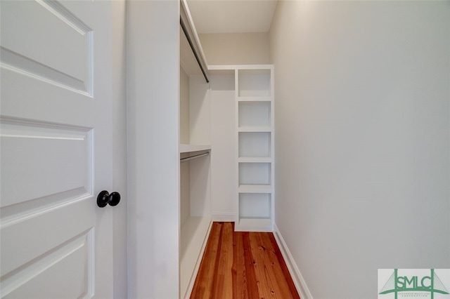 spacious closet featuring light hardwood / wood-style flooring