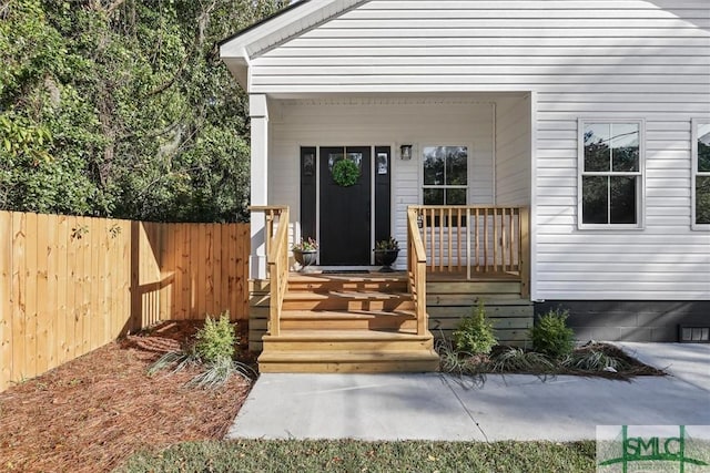 property entrance with a porch