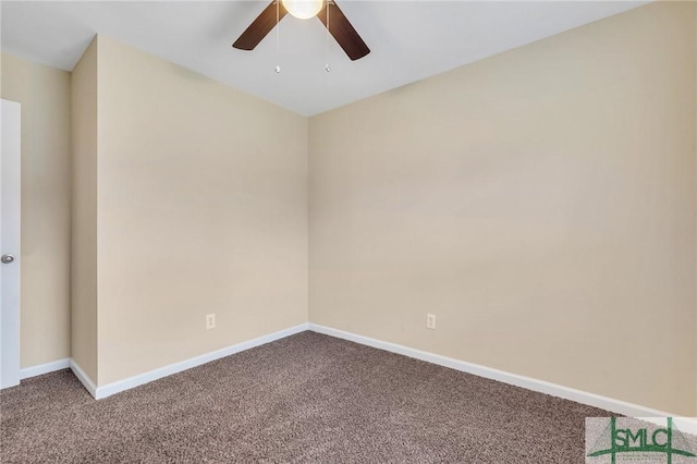 empty room featuring carpet and ceiling fan