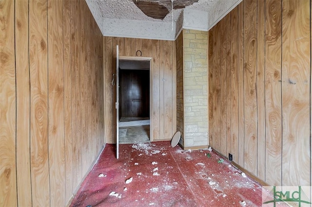 interior space with wooden walls