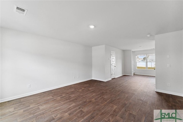 unfurnished living room featuring dark hardwood / wood-style floors