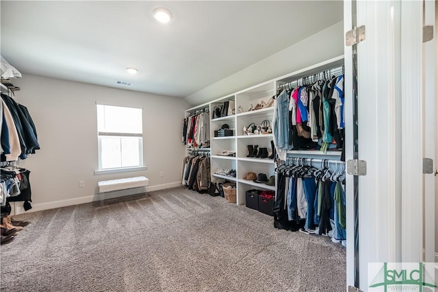 spacious closet with carpet flooring