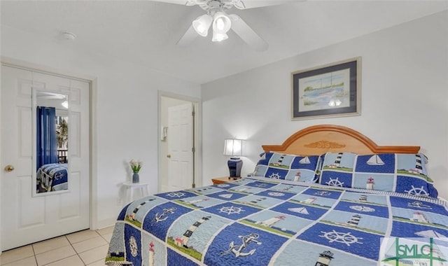 3 3rd St Unit 517, Tybee Island, GA 31328 - tiled bedroom with ceiling fan