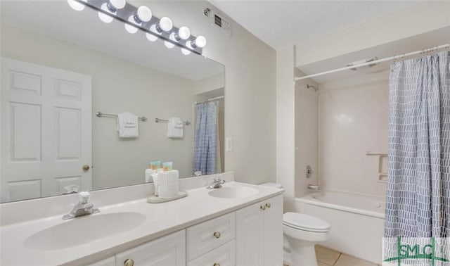 3 3rd St Unit 517, Tybee Island, GA 31328 - full bath featuring double vanity, shower / tub combo, and tile patterned flooring