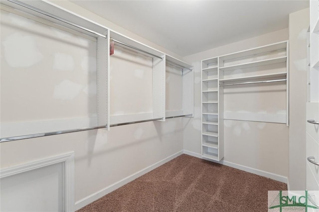 spacious closet with dark carpet