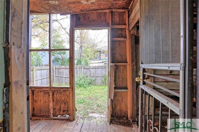 doorway with light hardwood / wood-style floors