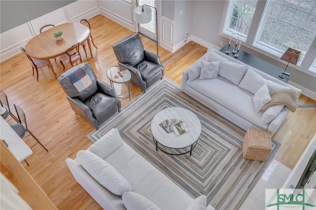 living room with hardwood / wood-style flooring