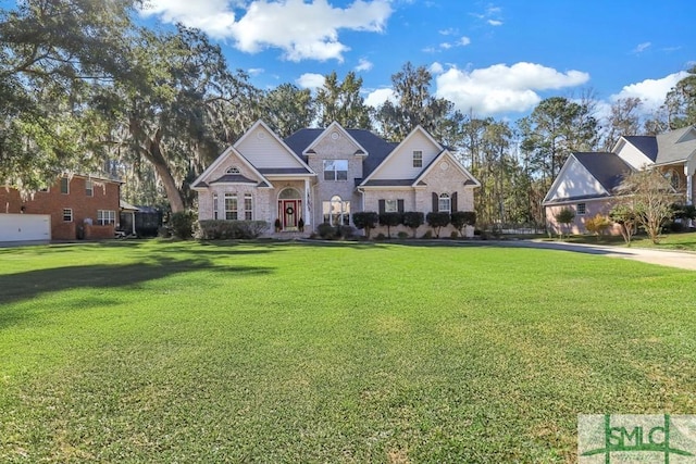 view of front of home featuring a front lawn