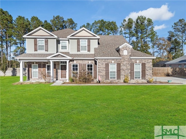 view of front of property with a front lawn