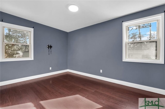 empty room featuring a healthy amount of sunlight and wood-type flooring