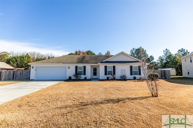 single story home with a garage