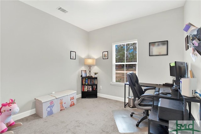 office featuring light colored carpet