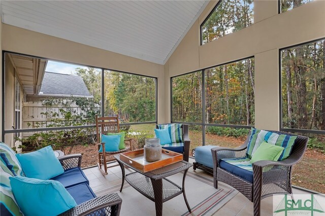 28 Turning Leaf Way, Savannah, GA 31419 - sunroom featuring outdoor lounge area, plenty of natural light, and lofted ceiling