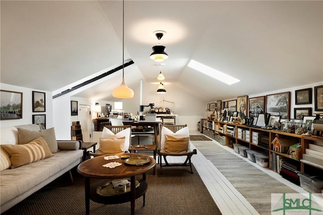 interior space with vaulted ceiling