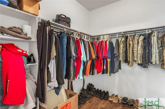 walk in closet featuring hardwood / wood-style floors