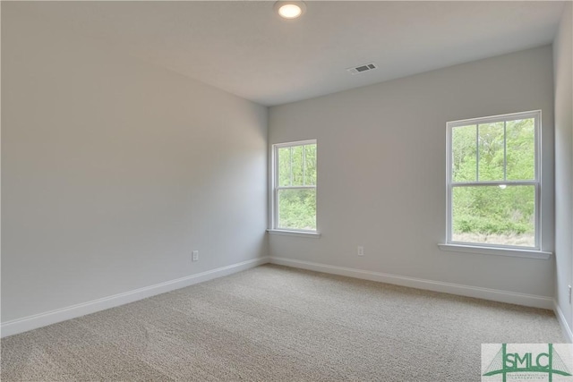 spare room with carpet and plenty of natural light