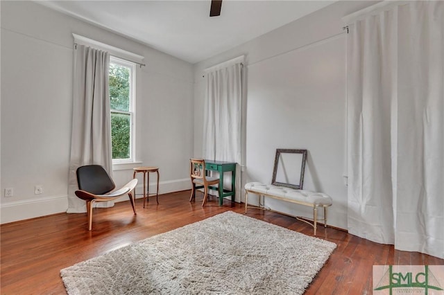 living area featuring hardwood / wood-style flooring