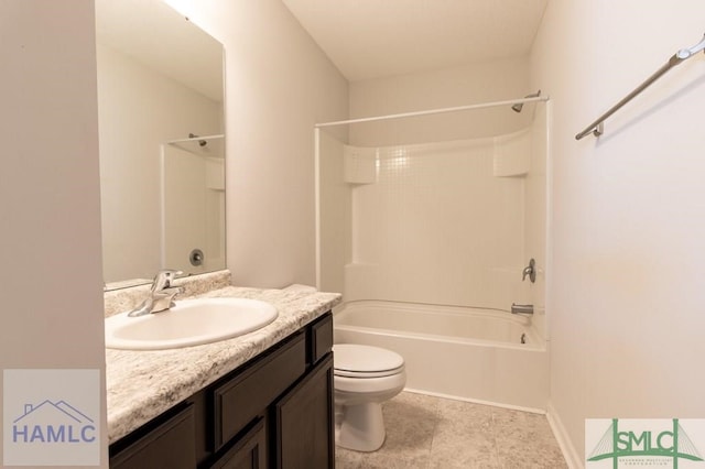 full bathroom with vanity, toilet, and shower / bath combination