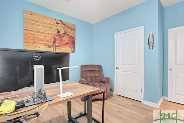 office area featuring light hardwood / wood-style floors