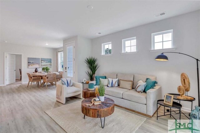 living room featuring light hardwood / wood-style floors